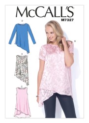 7327 MCCALLS LONGER PULLOVER ASYMMETRIC TOP,  SLEEVES OR NOT PATTERN 14-22
